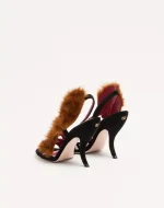 Valentino Fetishique Velvet Sandal With Fur Leaf 105 Mm - Image 4
